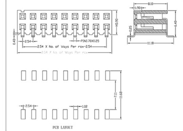 2.54mm Female Header Dual Row SMT Entry — изображение 2