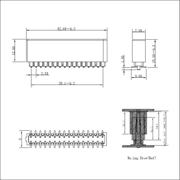 2.54mm 2*16P Male Board to Board Connector L=17.0mm — изображение 2